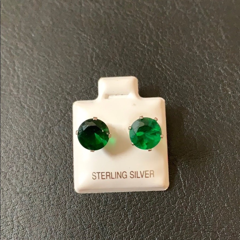 Green stone earrings